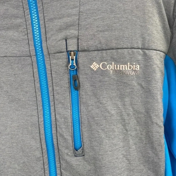 COLUMBIA Titanium  Jacket Full Zip‎ Up Gray/Blue Mens Medium - Picture 2 of 9